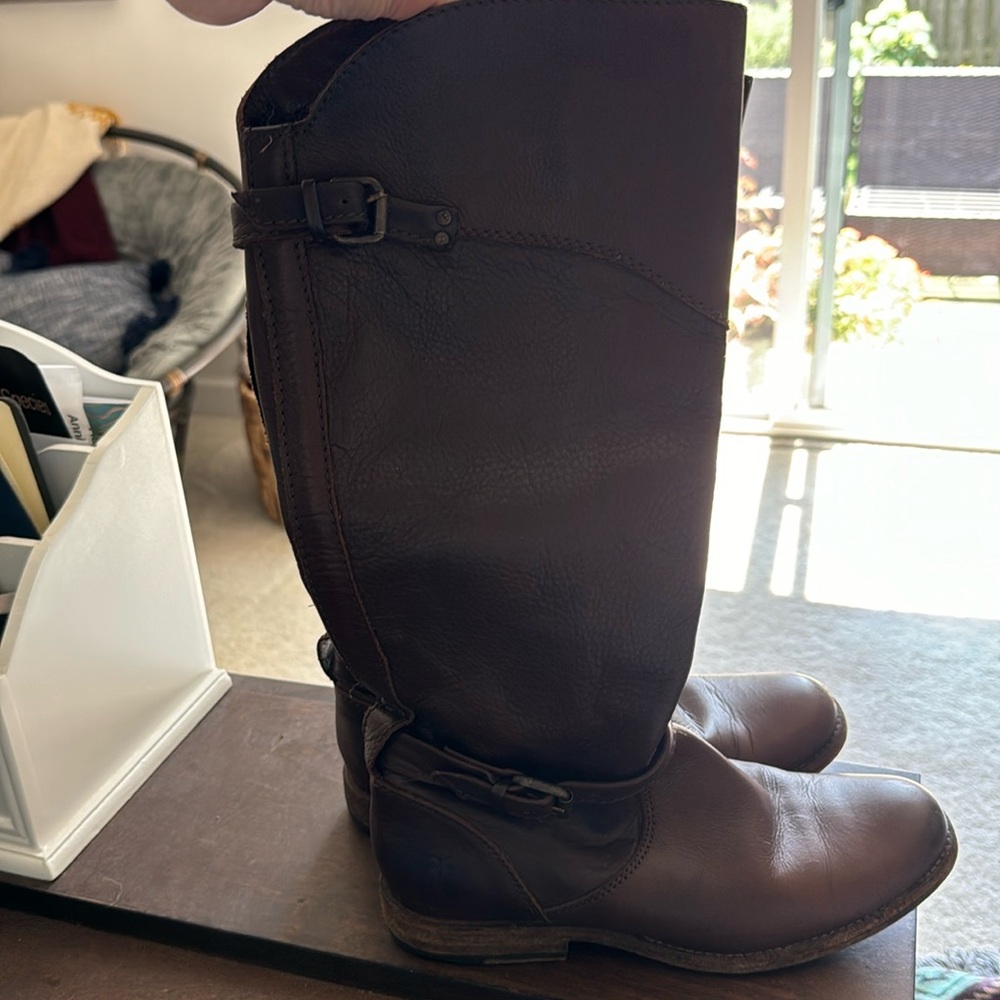 Frye Dark Brown Leather Tall Boots